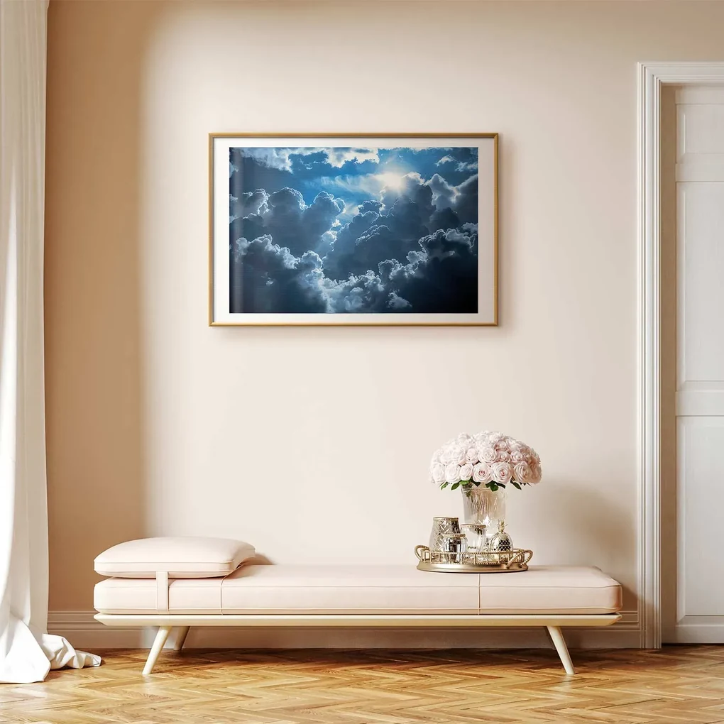 Plakat Ożywiona sceneria 90x60 cm z ramą złotą z marginesem ARTGEIST B