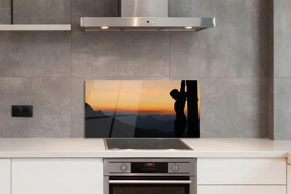 Szklany Panel Ukrzyżowanie o Zachodzie Słońca