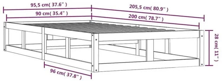 Pojedyncze naturalne sosnowe łóżko 90x200 - Rixo 3X