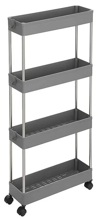 Regał na kółkach SLIM, 4 poziomy, 12,5x40x86cm, szary SongmicsHome