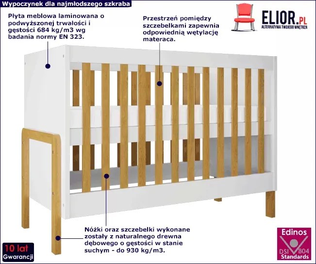 Białe nowoczesne łóżeczko niemowlęce W0-B13