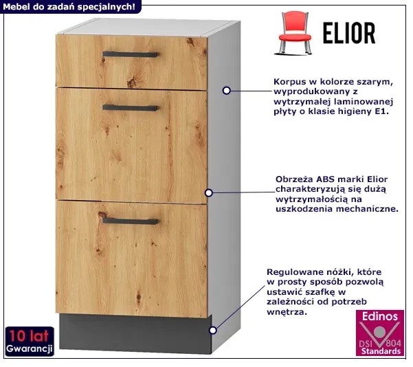 Dolna szafka kuchenna z trzema szufladami dąb artisan A8-W02
