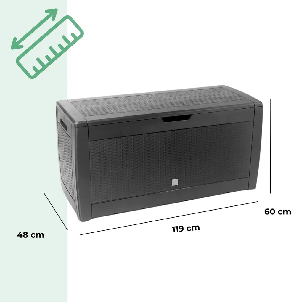Prosperplast Skrzynia do przechowywania RATO, 310L, 119x48x60cm, antracytowa