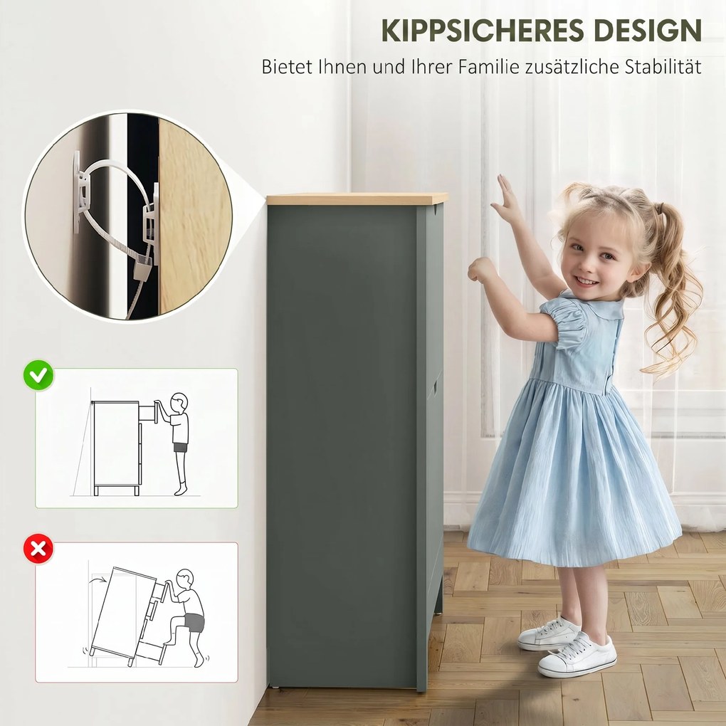 HOMCOM Szafka na buty z 2 klapkami, regulowana przegroda na 8-12 par butów, 72 x 26 x 80 cm, Jasnoszary | Aosom PL