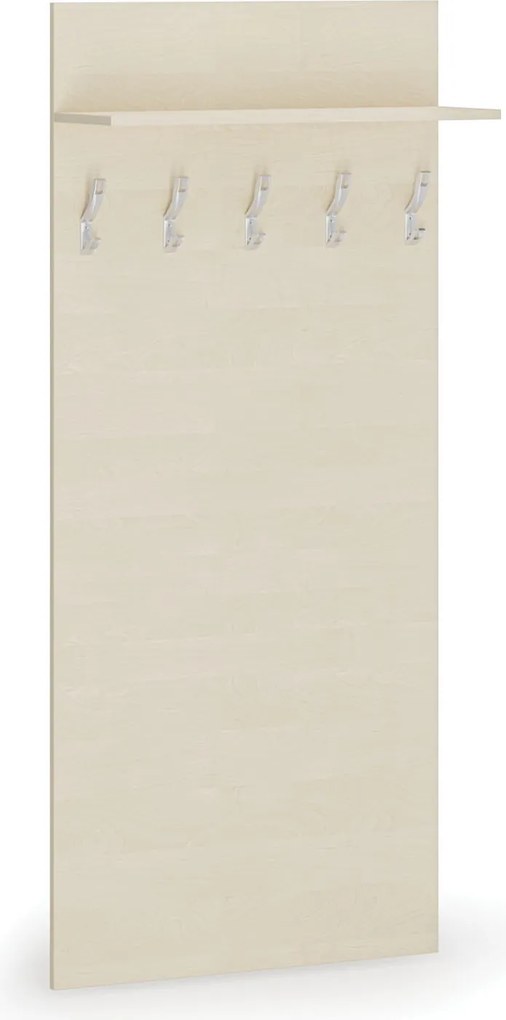 Garderoba z wieszakami HORIZONT, 5 haczyków, półka, tekstura drewna poziomo, brzoza