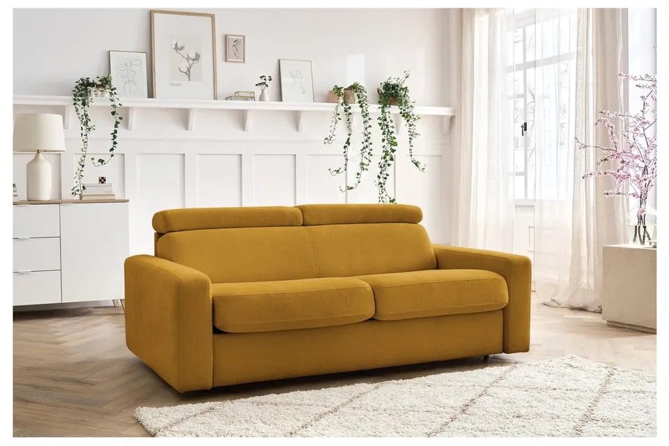 Musztardowa rozkładana sofa 215 cm Monaco – Bobochic Paris