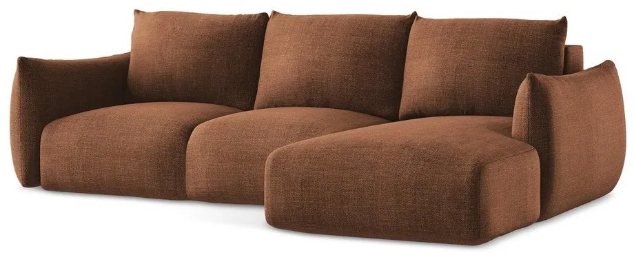 Rozkładany narożnik (prawostronny/z szezlongiem) w kolorze terakoty Leila – Makamii