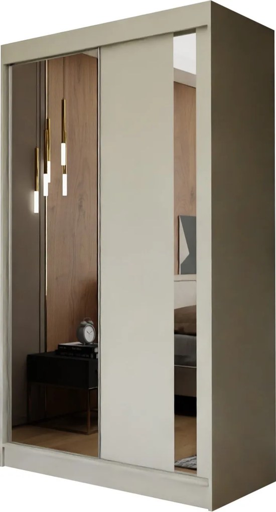 Szafa Przesuwna GRAZIA 120 cm z Lustrem Szafa Dwudrzwiowa Kaszmir