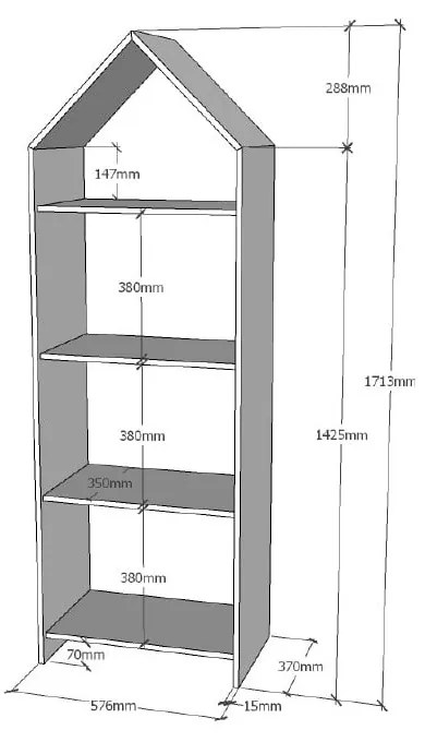 Biały regał w kształcie domku Vipack Casami, 57x171 cm