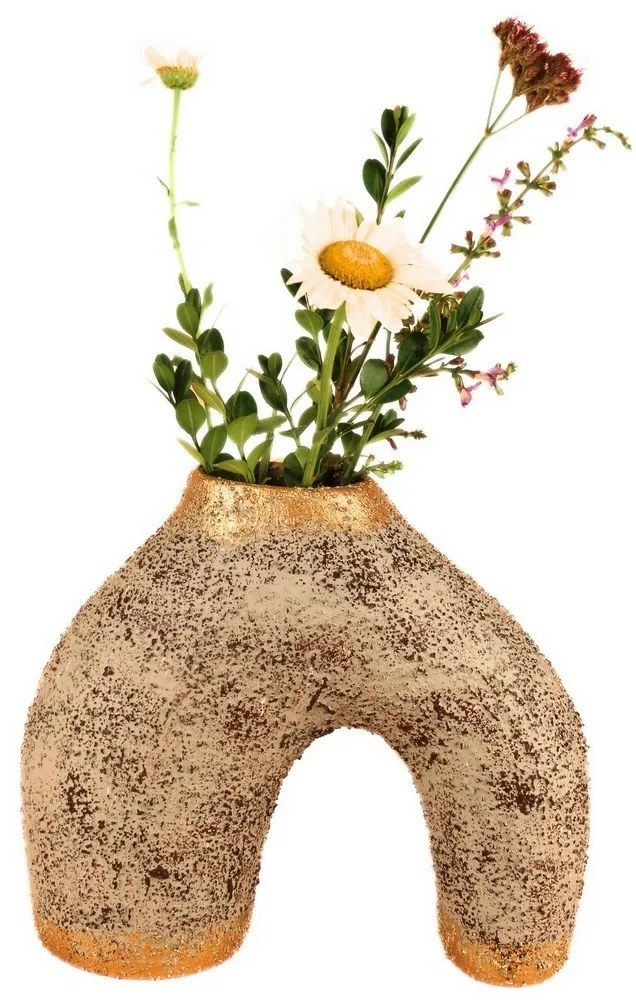 Wazon ceramiczny YL626 Arkina, beżowy/złoty