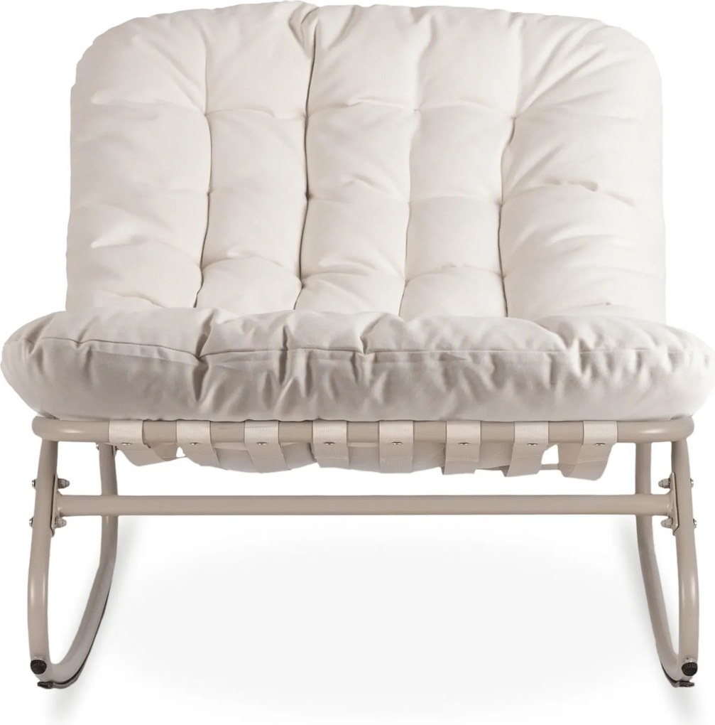 Bujany fotel na taras Aurora z pikowaną poduchą, beżowy, podstawa kaszmir