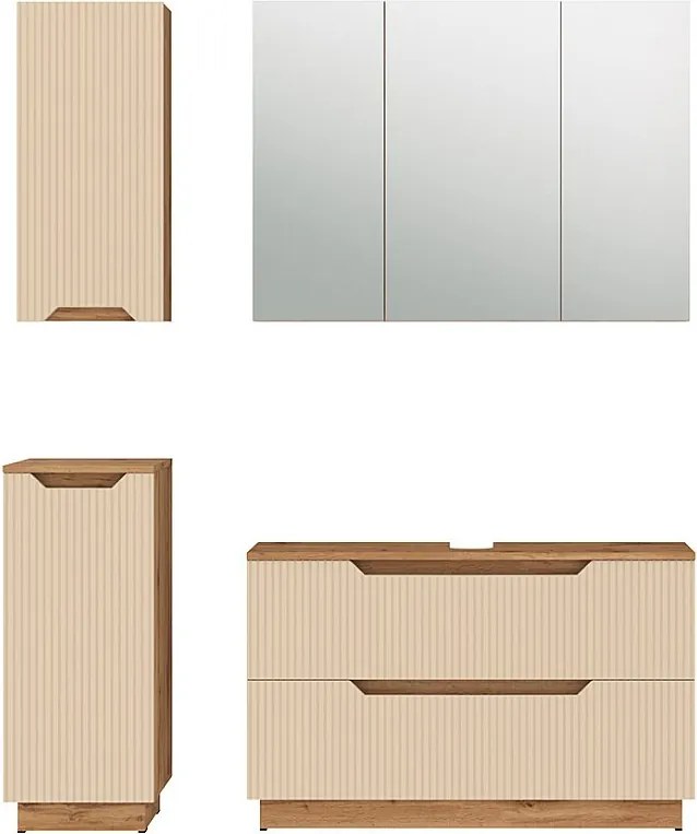 Zestaw mebli łazienkowych dąb/kaszmir w paski 99.4x32x62.5 lotta