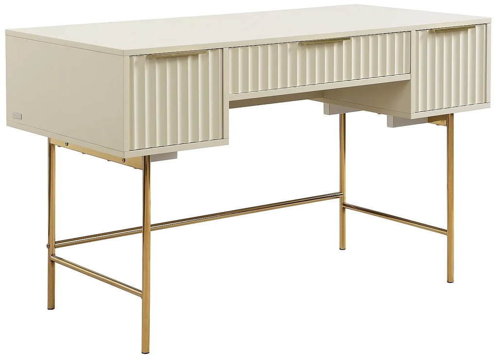 Biurko z pojemnikiem - Beżowo-złote - VITESDA od Pascal Morabito