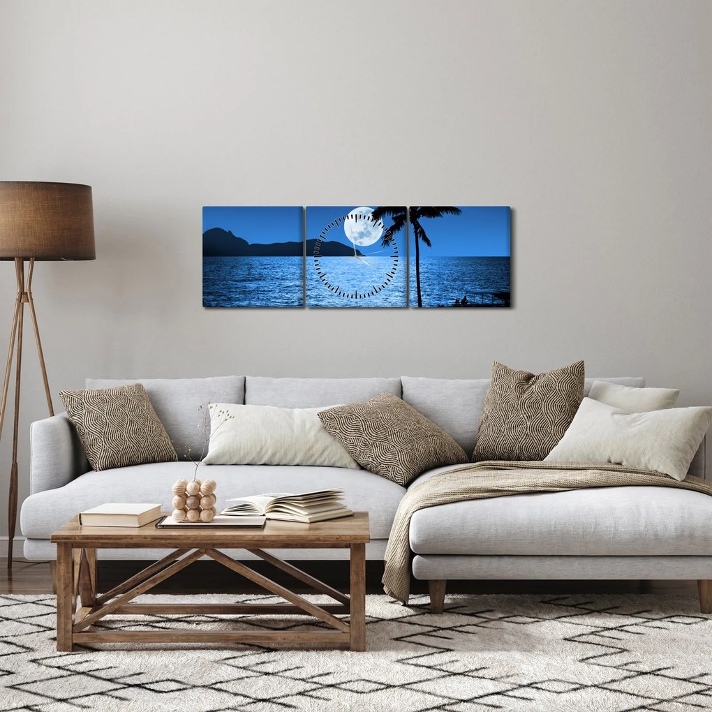 Obraz - Księżyc nad poziomem morza (z zegarem) (90x30 cm)