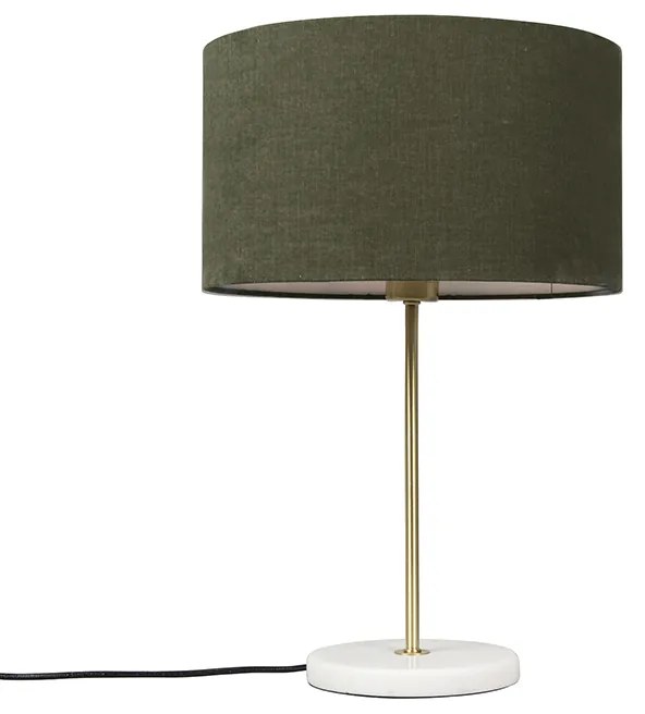 Lampa stołowa mosiądz klosz zielony 35cm - Kaso Nowoczesny Oswietlenie wewnetrzne