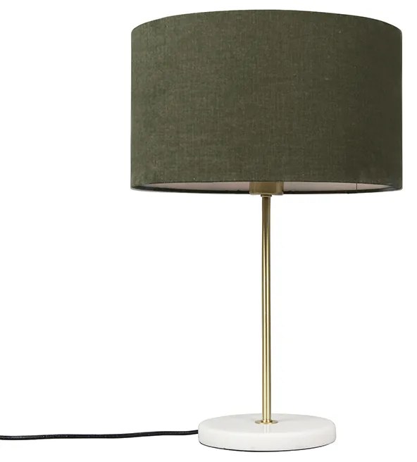 Lampa stołowa mosiądz z zielonym abażurem 35 cm - Kaso Nowoczesny Oswietlenie wewnetrzne