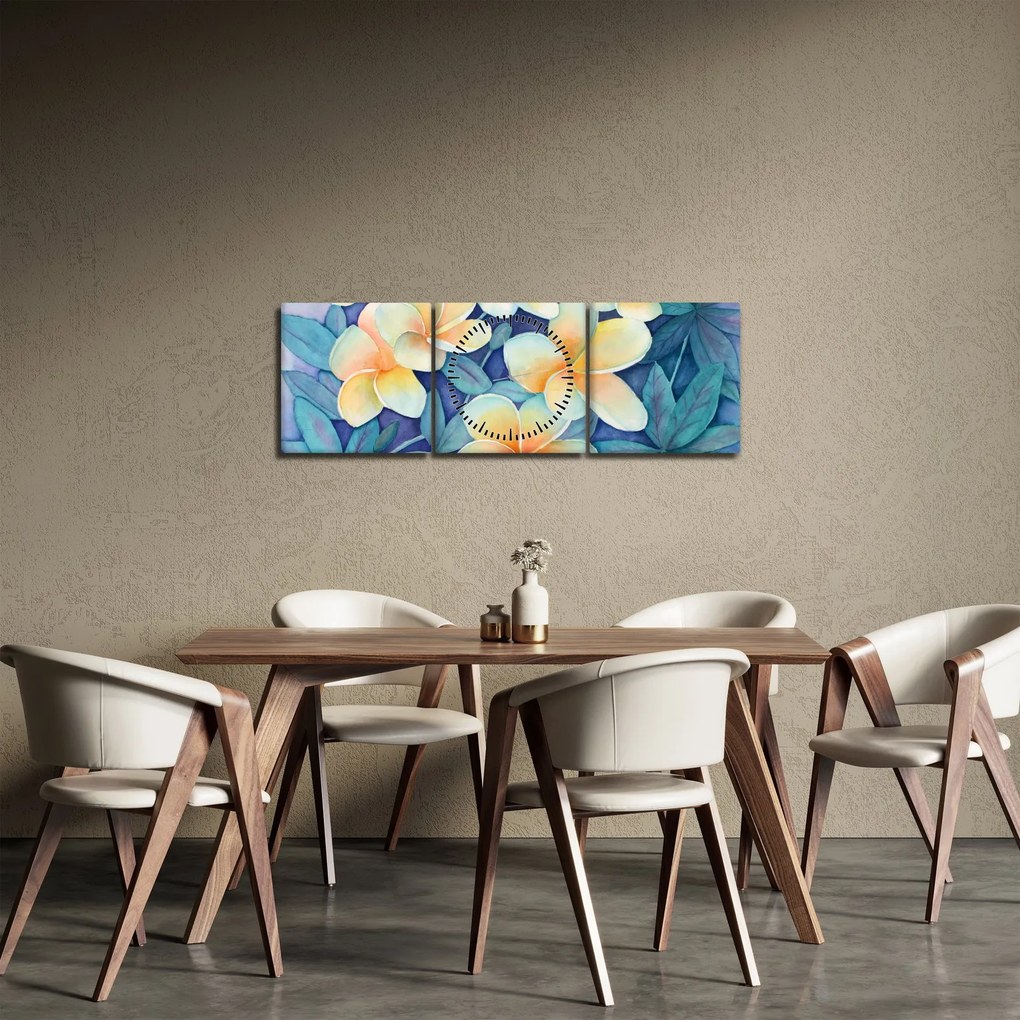 Obraz - Tropikalne krzewy (z zegarem) (90x30 cm)