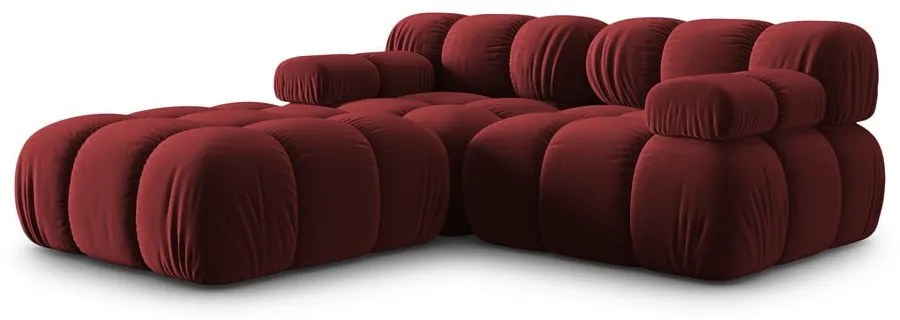 Czerwony aksamitny narożnik Bellis – Micadoni Home