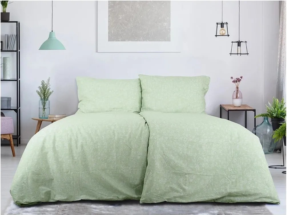 PrzytulneMieszkanie.pl PrzytulneMieszkanie.pl Pościel z kory z bawełny Renforcé GREEN FLOWERS zielona Rozmiar pościeli: 70 x 90 cm | 140 x 200 cm