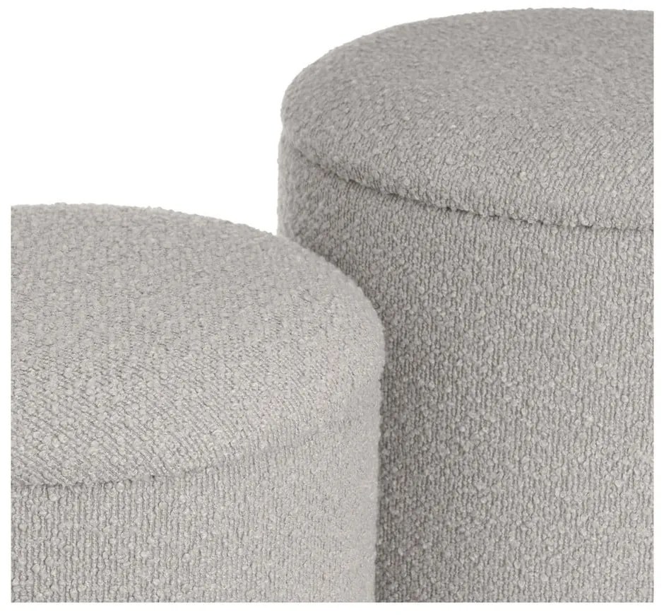 Jasnoszare pufy zestaw z materiału bouclé 2 szt. – Casa Selección