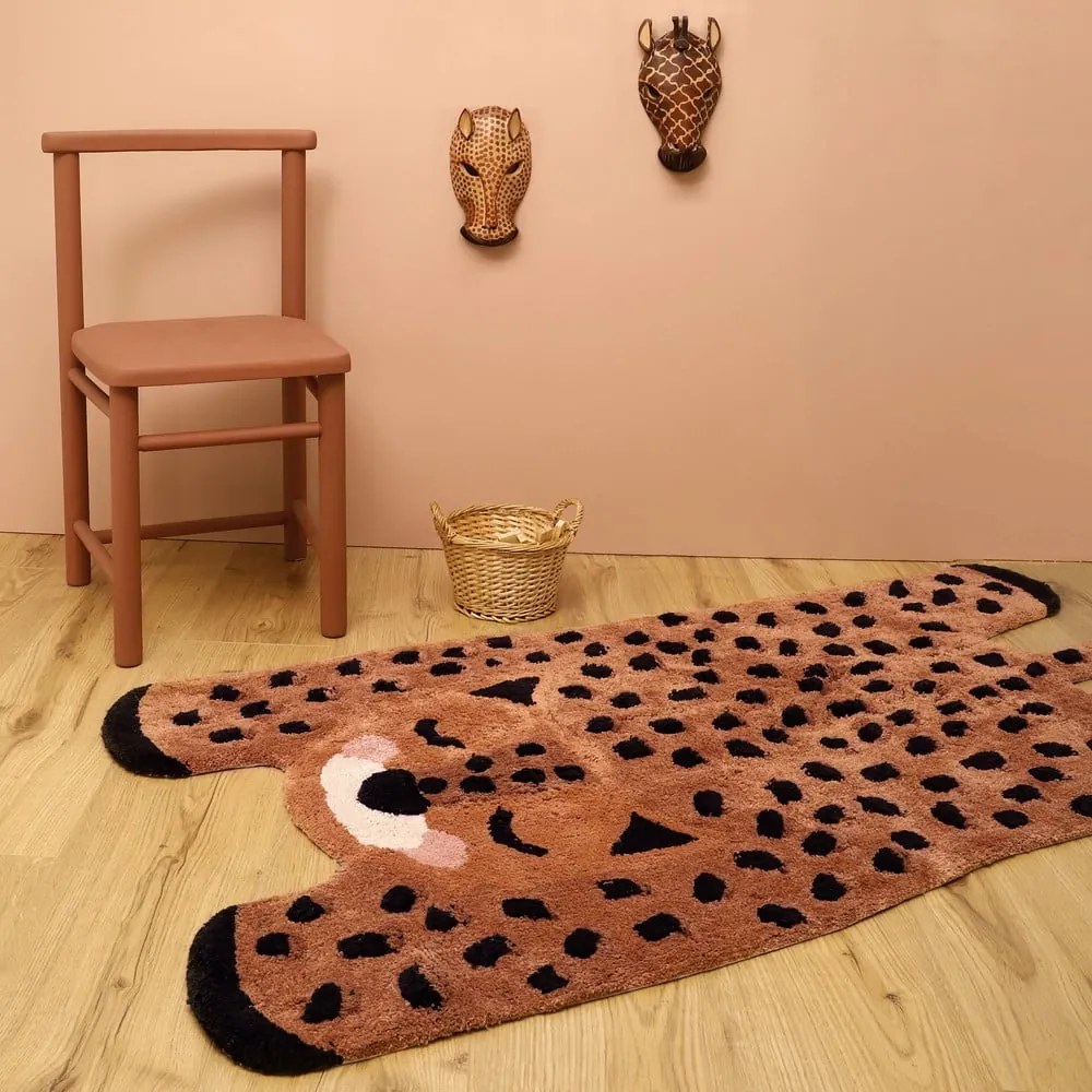 Dywan dziecięcy wykonany ręcznie z bawełny Nattiot Little Cheetah, 65x125 cm