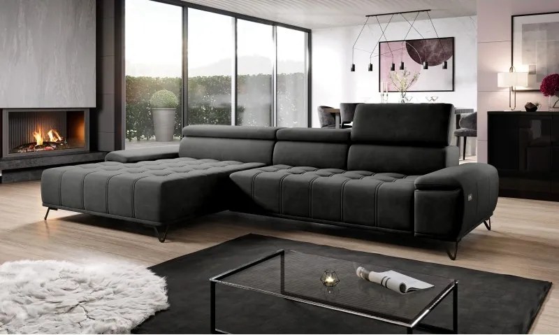 Narożnik PALLADIO MINI z elektryczną regulacją siedziska Lewostronny w tkaninie RIVIERA 97 WERSAL