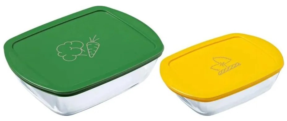 Zestaw 2 szklanych pojemników na żywność PYREX 1,2 i 2,5 l
