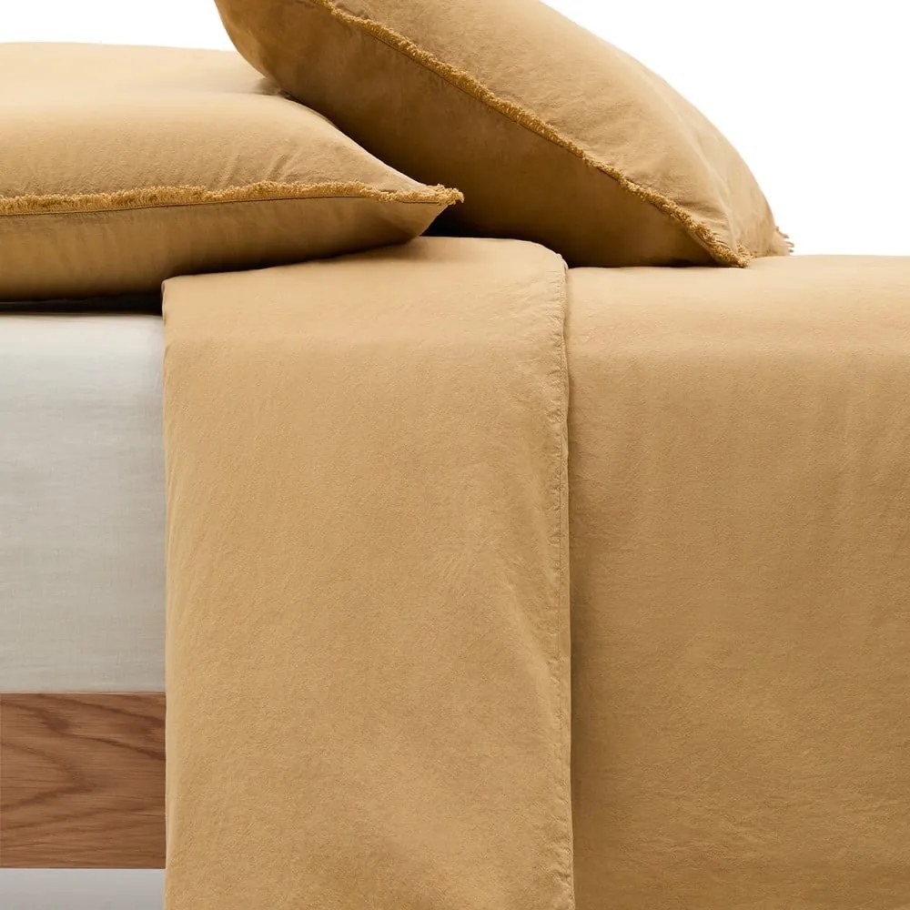 Musztardowa pościel dwuosobowa z perkalu bawełnianego 260x240 cm Sifinia – Kave Home