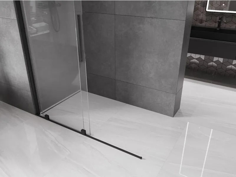 Mexen Velar ścianka prysznicowa rozsuwana Walk-in 160 x 200 cm, transparent 8 mm, czarna - 871-160-000-03-70