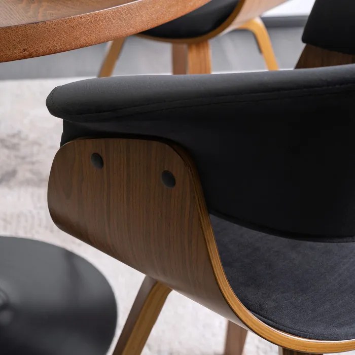 Krzesło Tapicerowane z Drewna Giętego Do Jadalni OHIO 2 Czarne Welurowe Nowoczesne Loft