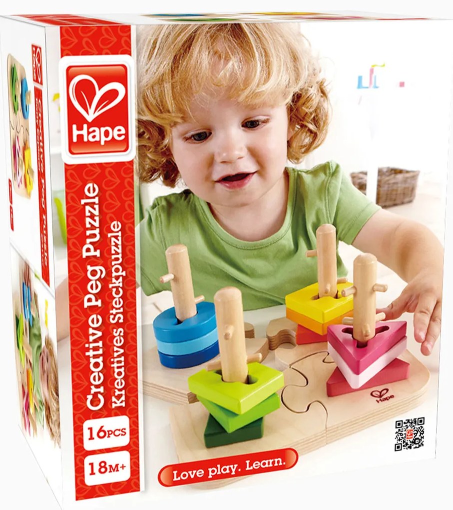 Hape Kreatywne drewniane puzzle, 19,7 x 11,6 x 19,7 cm