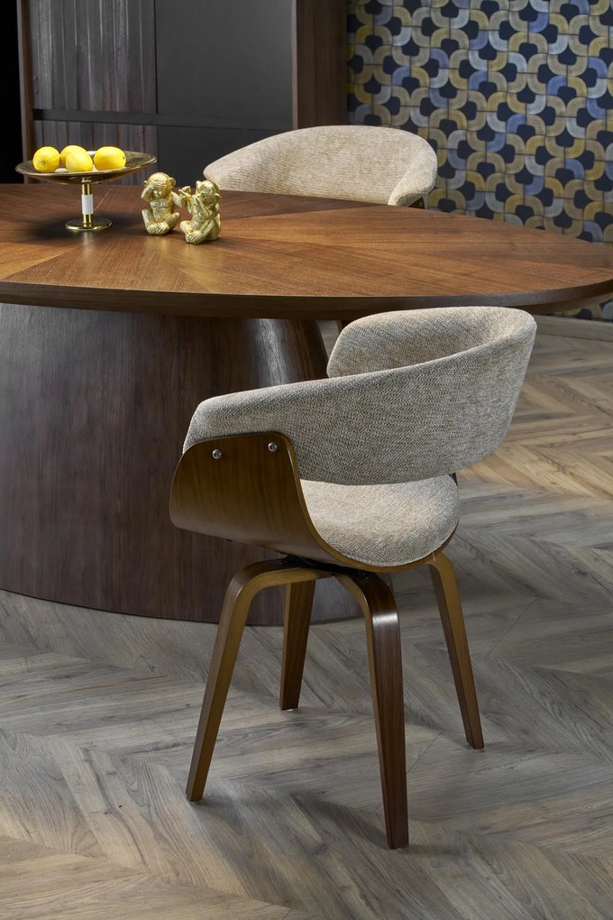 VAGNER stół orzechowy 220/98/76 cm owalny rustykalny nowoczeny jednej nodze 6/8 osobowy