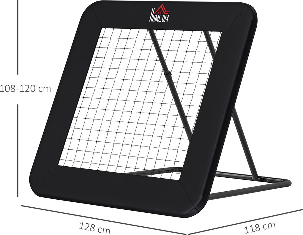 HOMCOM Rebounder Piłkarski Składana Bramka Odbijająca Siatka do Baseballu Koszykówki Metal Czarny 128x118x108-120cm | Aosom PL