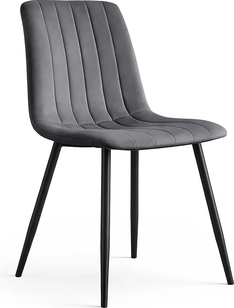 Grafitowe pikowane krzesło metalowe - Selvaro