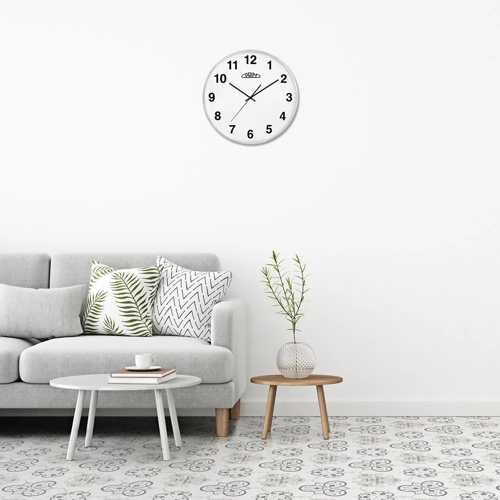 Metalowy zegar srebrny PRIM Alfa ∅ 400 × 40 mm