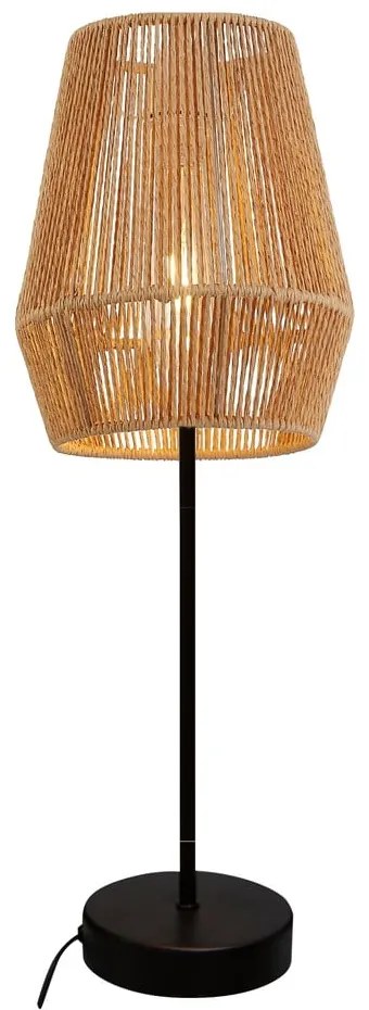 Czarna lampa stołowa z kloszem z plecionki trzcinowej (wysokość 55 cm) Eranko – GTV