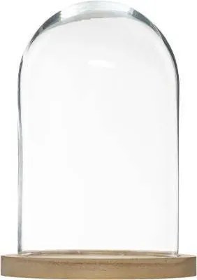 Szklana kopuła, Ø 18 cm, na drewnianej podstawie
