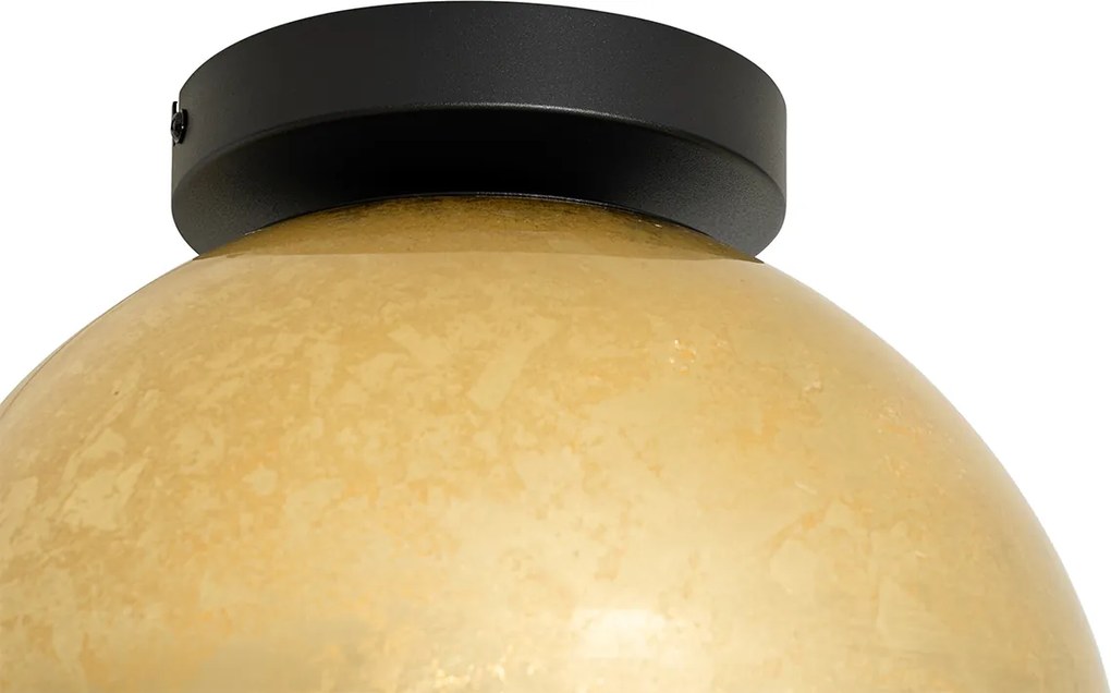 Designerska lampa sufitowa czarna ze złotym szkłem - Bert