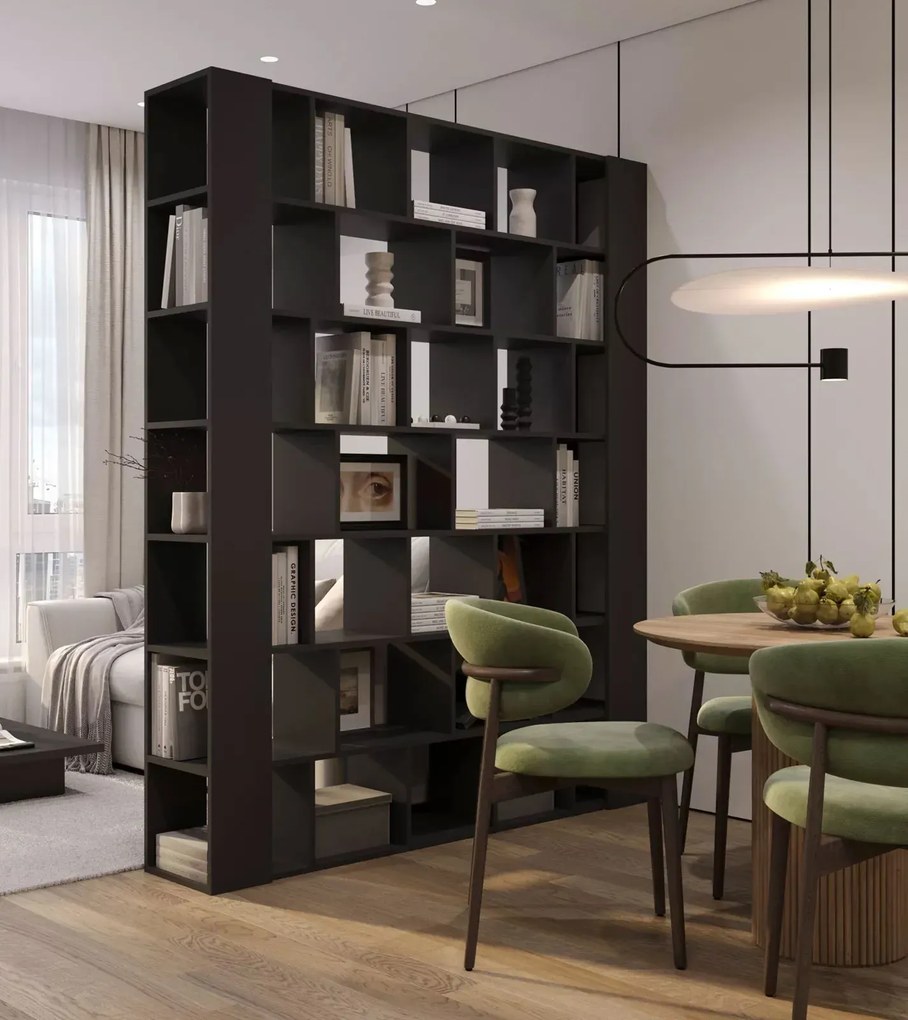 Czarny duży regał biblioteczka do salonu G5-L86