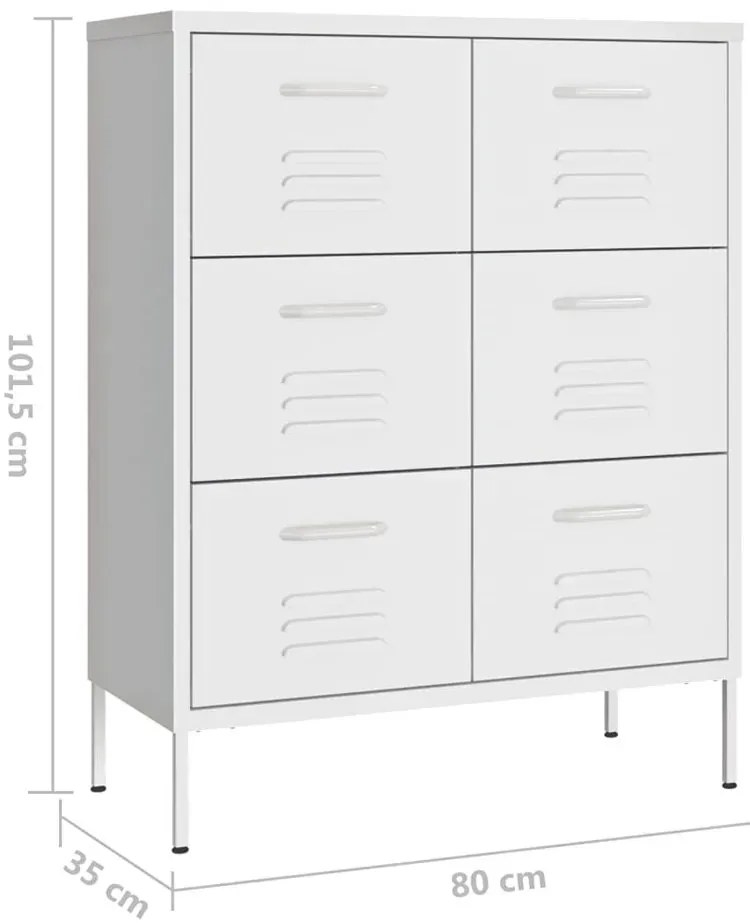 Biała stalowa szafka gospodarcza z 6 szufladami R8-Z02