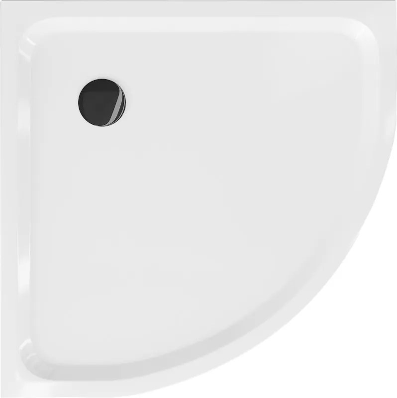 Mexen Flat brodzik półokrągły slim 80 x 80 cm, biały, syfon czarny - 41108080B