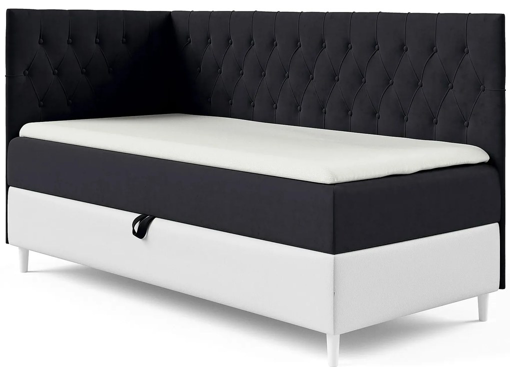 Czarne łóżko z pikowanym zagłówkiem 3 rozmiary W6-H68