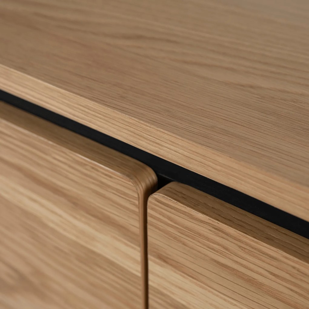 Komoda do Salonu BECK MAXI 160 cm Dąb Trzydrzwiowa Ryflowana Nowoczesna