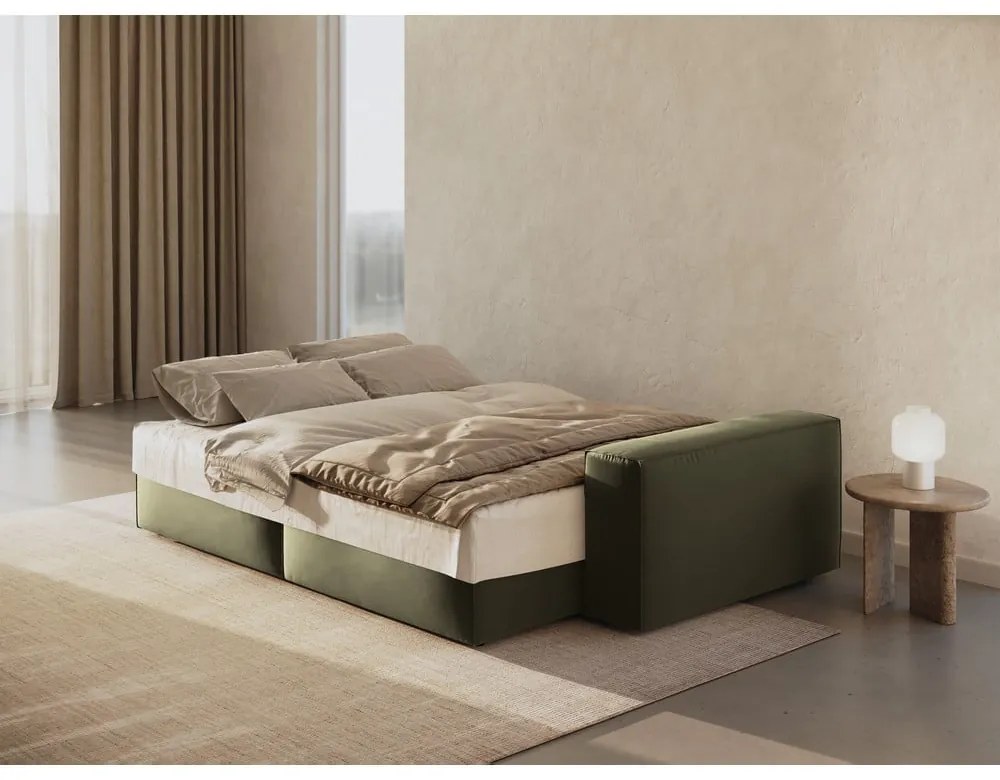Zielona aksamitna rozkładana/ze schowkiem sofa 247 cm Jodie – Micadoni