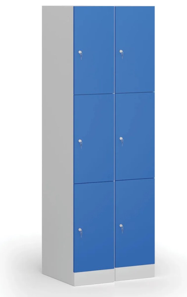 Szafka skrytkowa S1, 3 schowki, 1850 x 300 x 500 mm, demontaż, zamek cylindryczny, drzwi zielone