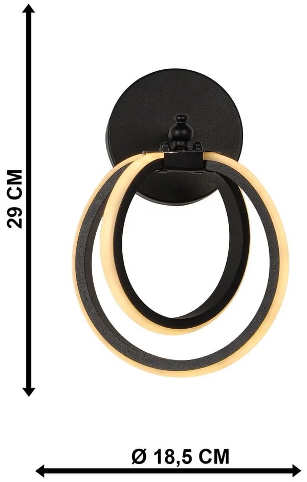 Czarny metalowy kinkiet LED Sezen – Squid Lighting