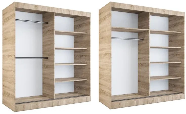 Szafa przesuwna biel + dąb sonoma 180 cm - Bohosa 5X