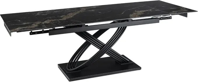 Stół Rozkładany Prostokątny IBIZA 160-240 cm Ceramiczny Czarny Marmur do Jadalni Nowoczesny Loft