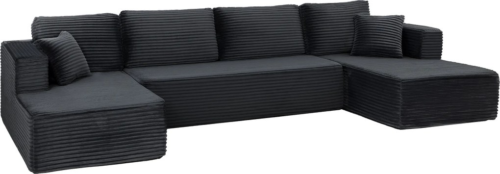 HOMCOM Modułowa sofa w kształcie U z 2 szezlongami, sztruksowa sofa rozkładana z pianką o wysokiej gęstości i sprężynowym wypełnieniem, Ciemnoszara | Aosom PL
