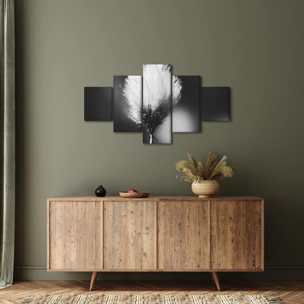 Obraz - Czarno-biała trawa bawełniana (125x70 cm)